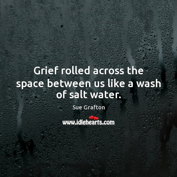 Grief rolled across the space between us like a wash of salt water. Sue Grafton Picture Quote