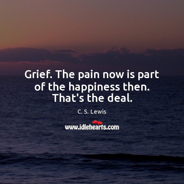 Grief. The pain now is part of the happiness then. That’s the deal. Image