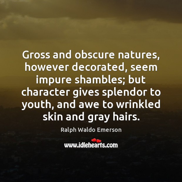 Gross and obscure natures, however decorated, seem impure shambles; but character gives Image