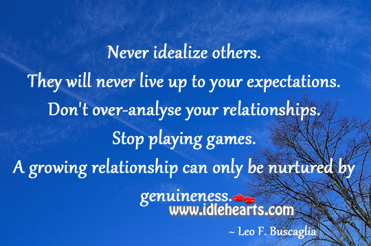 Growing relationship can only be nurtured by genuineness. Image
