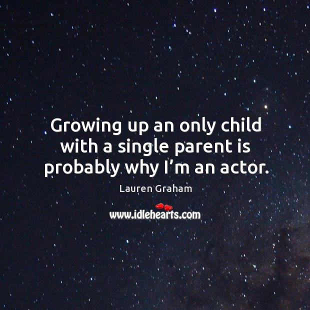 Growing up an only child with a single parent is probably why I’m an actor. Image