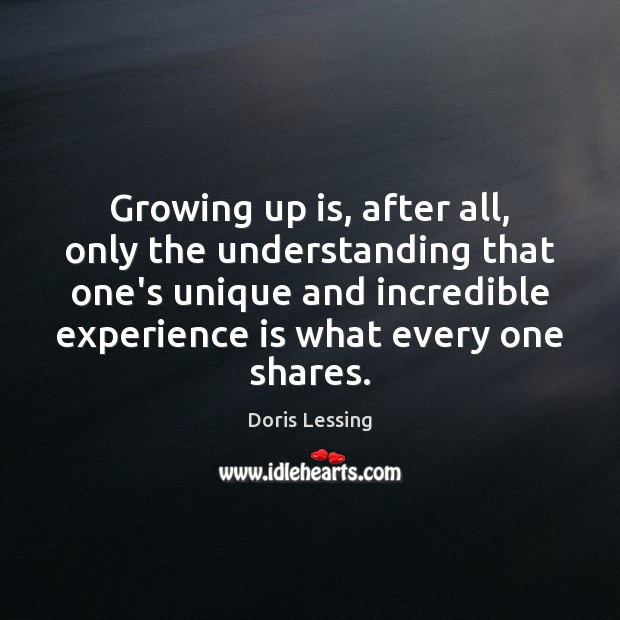 Growing up is, after all, only the understanding that one’s unique and Experience Quotes Image