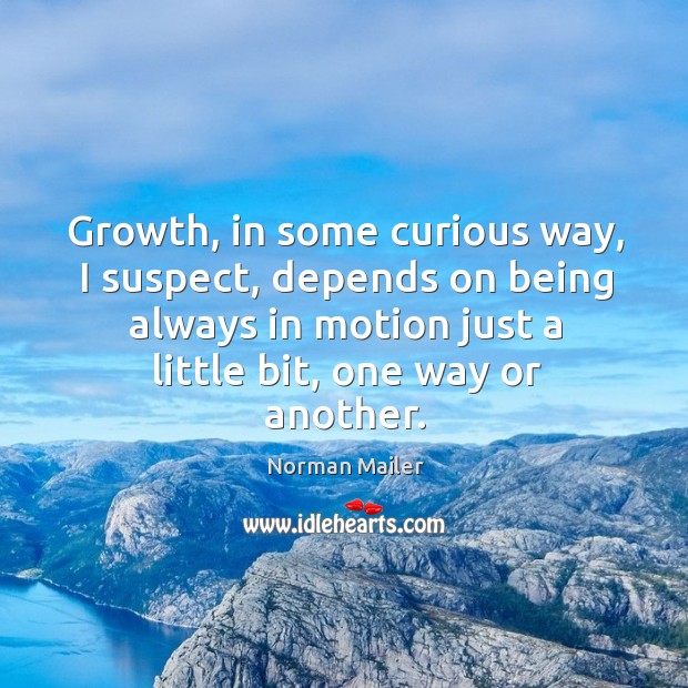Growth, in some curious way, I suspect, depends on being always in motion just a little bit, one way or another. Image