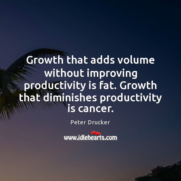Growth that adds volume without improving productivity is fat. Growth that diminishes Peter Drucker Picture Quote