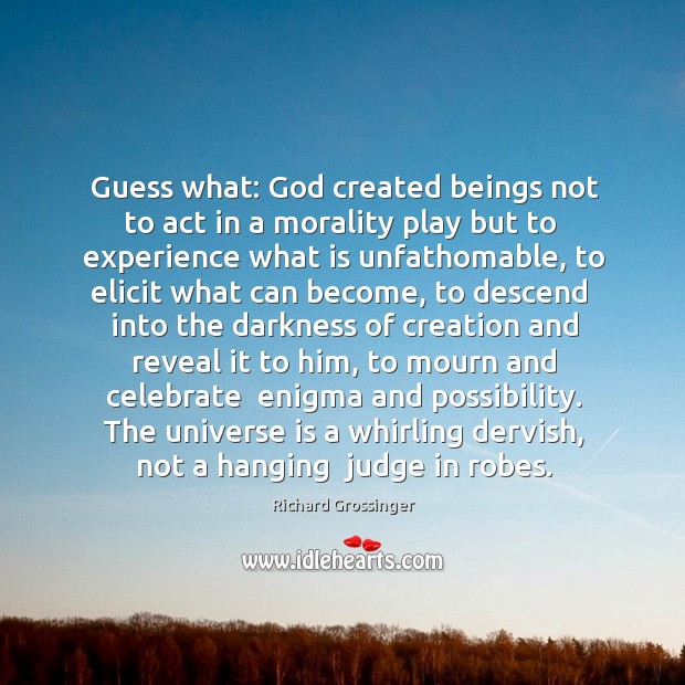 Guess what: God created beings not to act in a morality play Celebrate Quotes Image