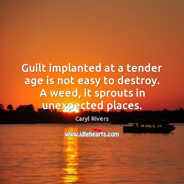 Guilt implanted at a tender age is not easy to destroy. A Guilt Quotes Image