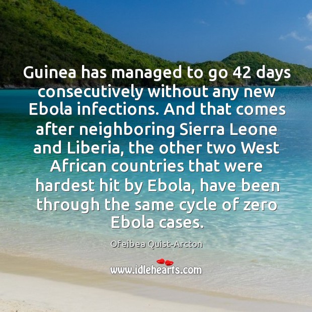 Guinea has managed to go 42 days consecutively without any new Ebola infections. Ofeibea Quist-Arcton Picture Quote