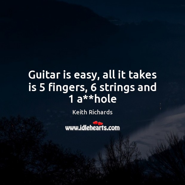 Guitar is easy, all it takes is 5 fingers, 6 strings and 1 a**hole Image