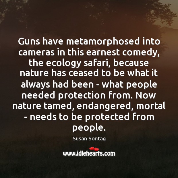 Guns have metamorphosed into cameras in this earnest comedy, the ecology safari, Image