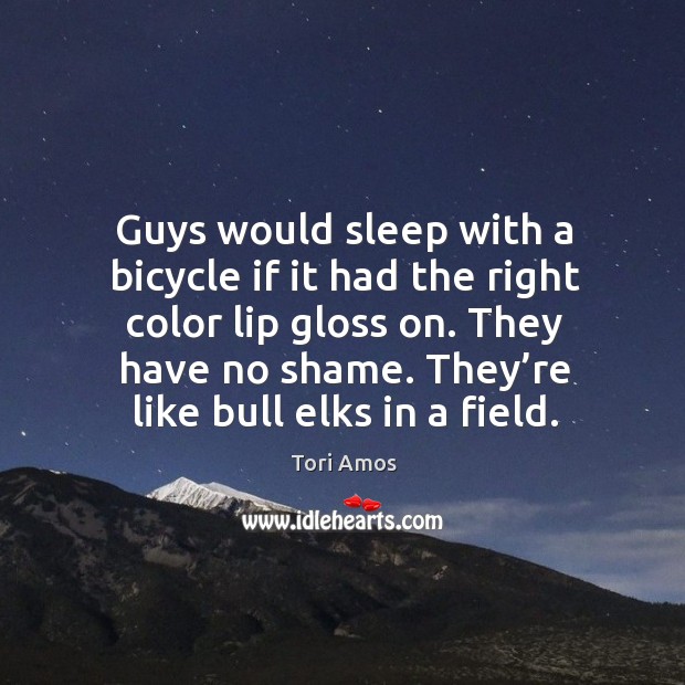 Guys would sleep with a bicycle if it had the right color lip gloss on. Tori Amos Picture Quote