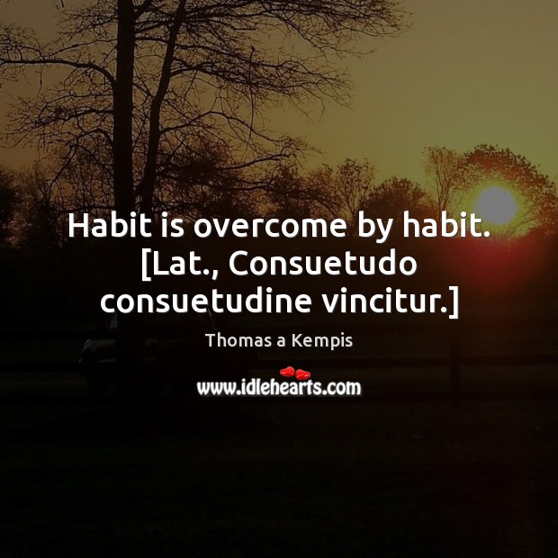 Habit is overcome by habit. [Lat., Consuetudo consuetudine vincitur.] Thomas a Kempis Picture Quote