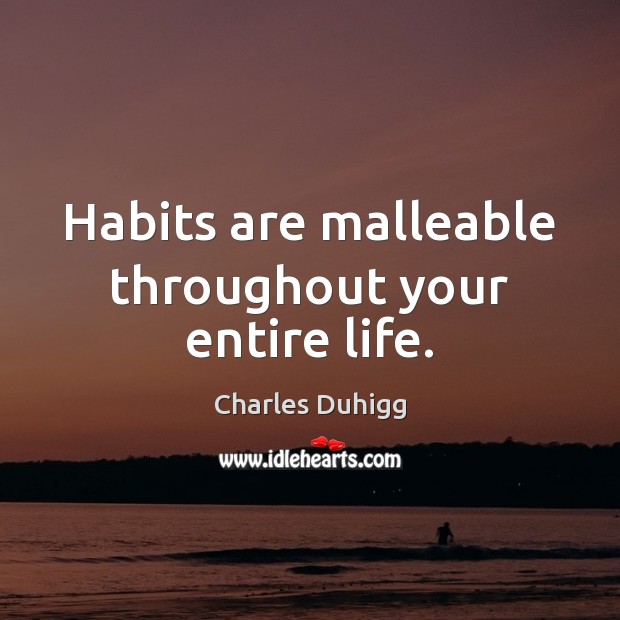 Habits are malleable throughout your entire life. Charles Duhigg Picture Quote