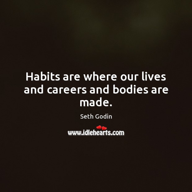 Habits are where our lives and careers and bodies are made. Seth Godin Picture Quote