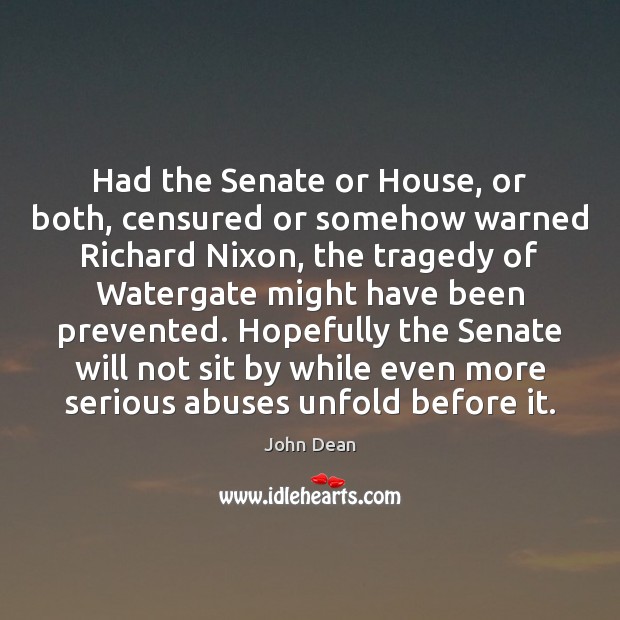 Had the Senate or House, or both, censured or somehow warned Richard Image