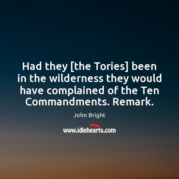 Had they [the Tories] been in the wilderness they would have complained John Bright Picture Quote