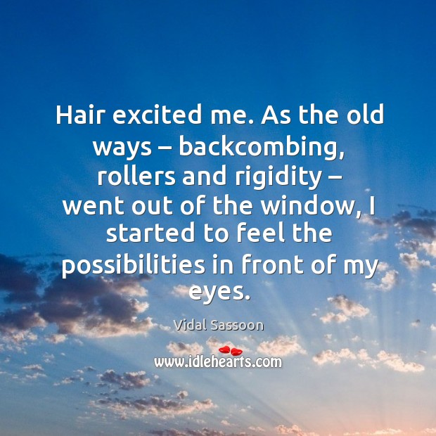 Hair excited me. As the old ways – backcombing Vidal Sassoon Picture Quote