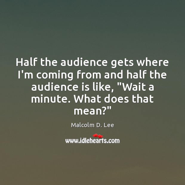 Half the audience gets where I’m coming from and half the audience Malcolm D. Lee Picture Quote