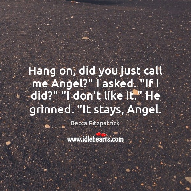 Hang on, did you just call me Angel?” I asked. “If I Becca Fitzpatrick Picture Quote