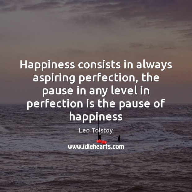 Happiness consists in always aspiring perfection, the pause in any level in Leo Tolstoy Picture Quote