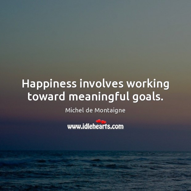 Happiness involves working toward meaningful goals. 