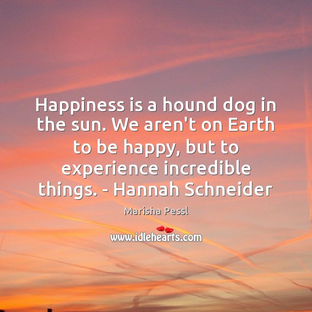Happiness is a hound dog in the sun. We aren’t on Earth Marisha Pessl Picture Quote