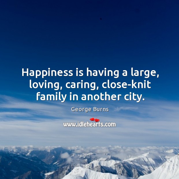 Happiness is having a large, loving, caring, close-knit family in another city. Happiness Quotes Image
