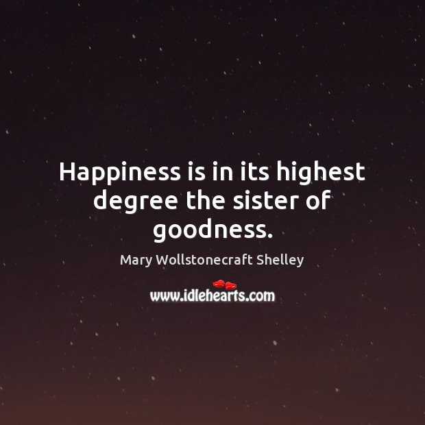 Happiness is in its highest degree the sister of goodness. Happiness Quotes Image