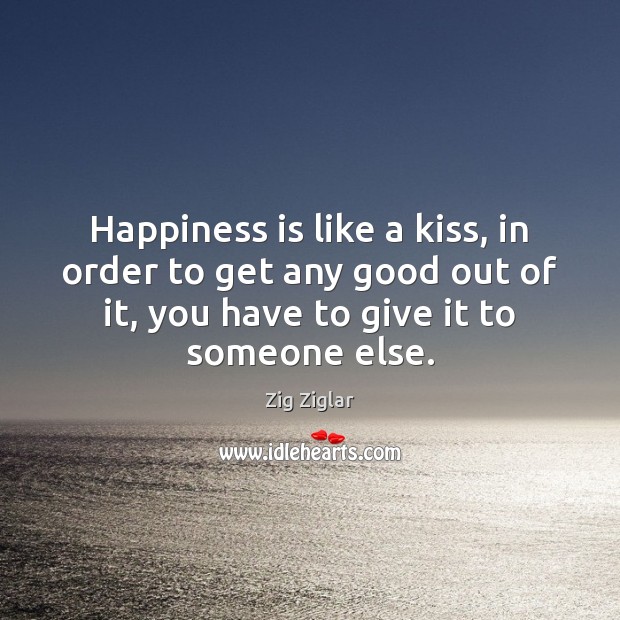 Happiness is like a kiss, in order to get any good out Image