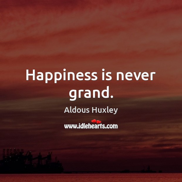 Happiness is never grand. Image