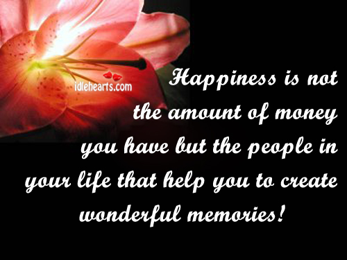 Happiness is not the amount of money you Happiness Quotes Image