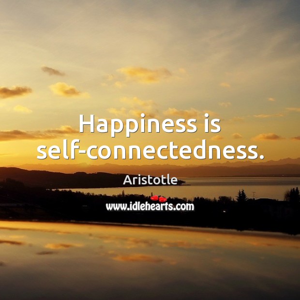 Happiness is self-connectedness. Aristotle Picture Quote