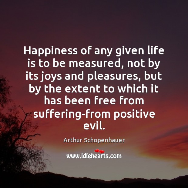 Happiness of any given life is to be measured, not by its Arthur Schopenhauer Picture Quote