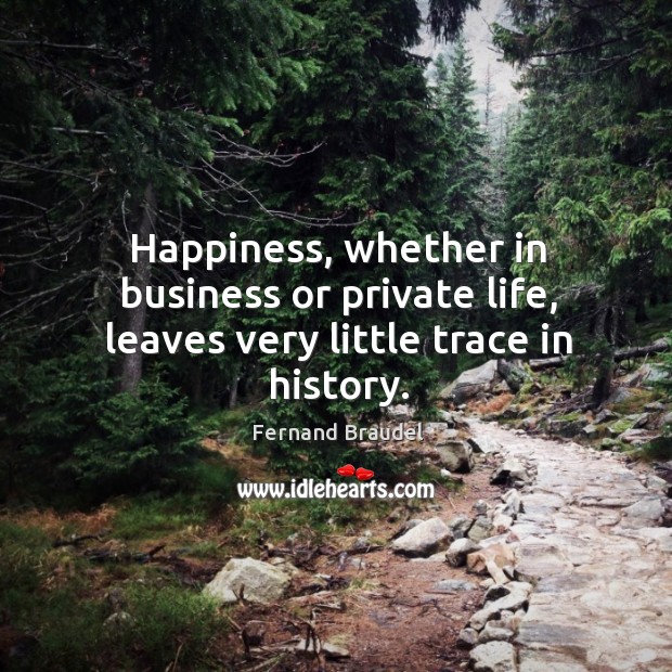 Happiness, whether in business or private life, leaves very little trace in history. Image