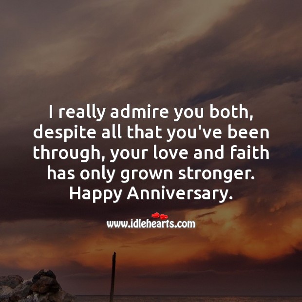 Happy Anniversary. I really admire you both. Religious Wedding Anniversary Messages Image