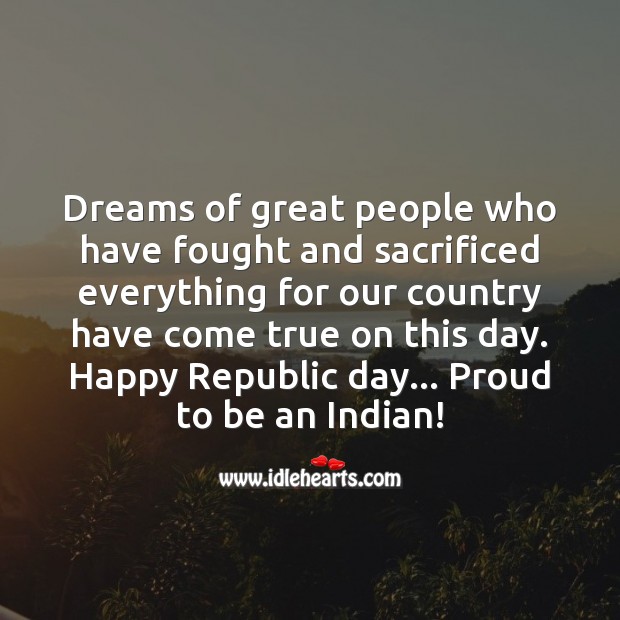 Happy republic day… Proud to be an indian Republic Day Messages Image