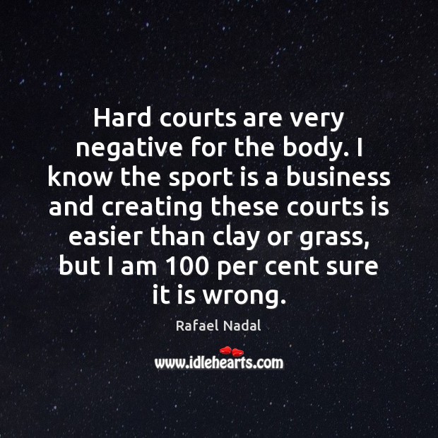 Hard courts are very negative for the body. I know the sport Rafael Nadal Picture Quote