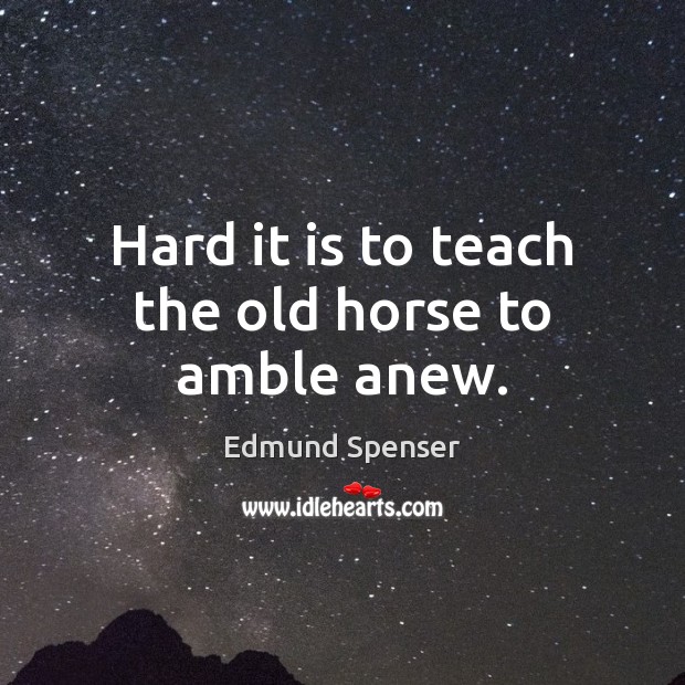 Hard it is to teach the old horse to amble anew. Edmund Spenser Picture Quote