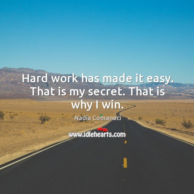 Hard work has made it easy. That is my secret. That is why I win. Secret Quotes Image