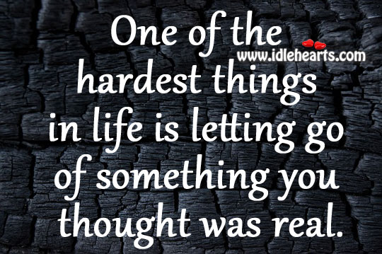 One of the hardest things in life is letting go of something you thought was real. Image