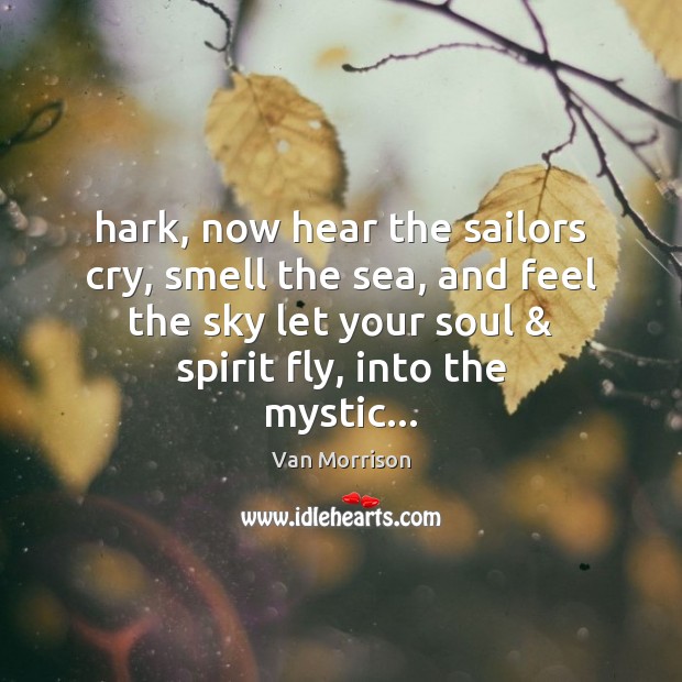 Hark, now hear the sailors cry, smell the sea, and feel the Van Morrison Picture Quote