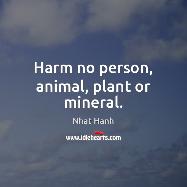 Harm no person, animal, plant or mineral. Image