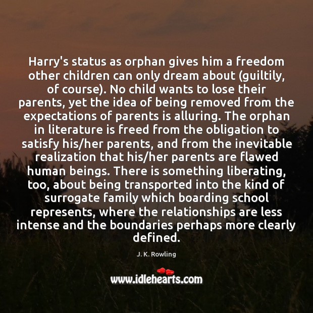 Harry’s status as orphan gives him a freedom other children can only Image