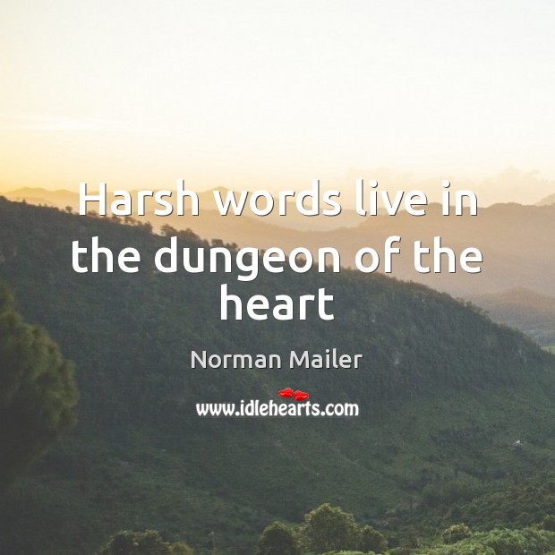Harsh words live in the dungeon of the heart Norman Mailer Picture Quote