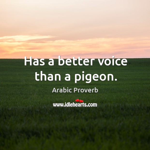 Has a better voice than a pigeon. Arabic Proverbs Image