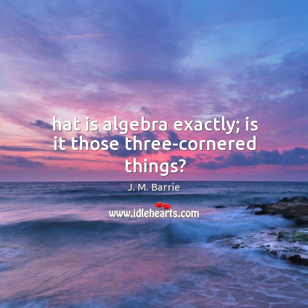 Hat is algebra exactly; is it those three-cornered things? J. M. Barrie Picture Quote