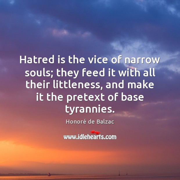 Hatred is the vice of narrow souls; they feed it with all Image