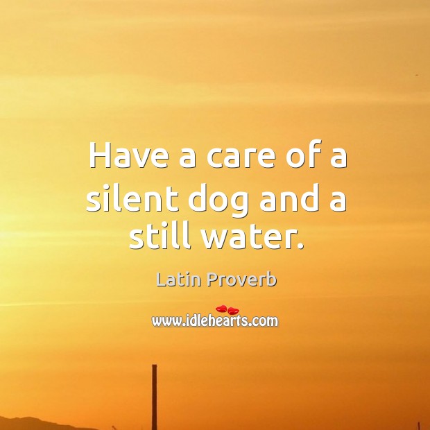 Have a care of a silent dog and a still water. Image