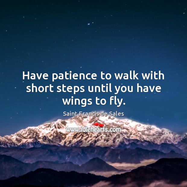 Have patience to walk with short steps until you have wings to fly. Image
