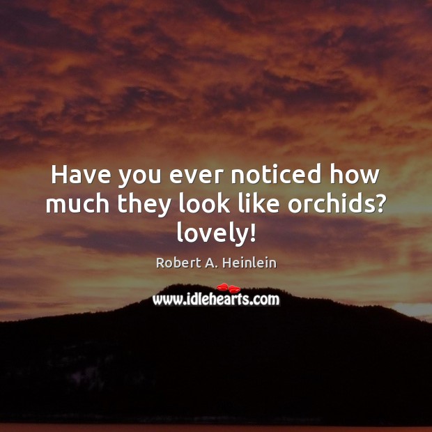 Have you ever noticed how much they look like orchids? lovely! Robert A. Heinlein Picture Quote