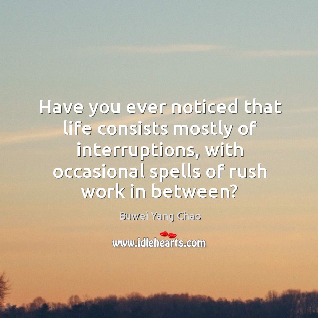 Have you ever noticed that life consists mostly of interruptions, with occasional Image